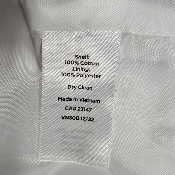 Talbots Petites White Denim Tweed Blazer Jacket Size 12P Button Up Fringed Chic - Picture 13 of 16